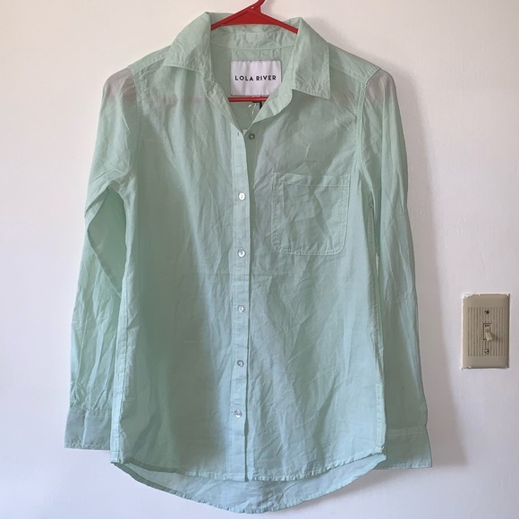 Lola River Button Down Shirt- Light Green - Picture 1 of 10